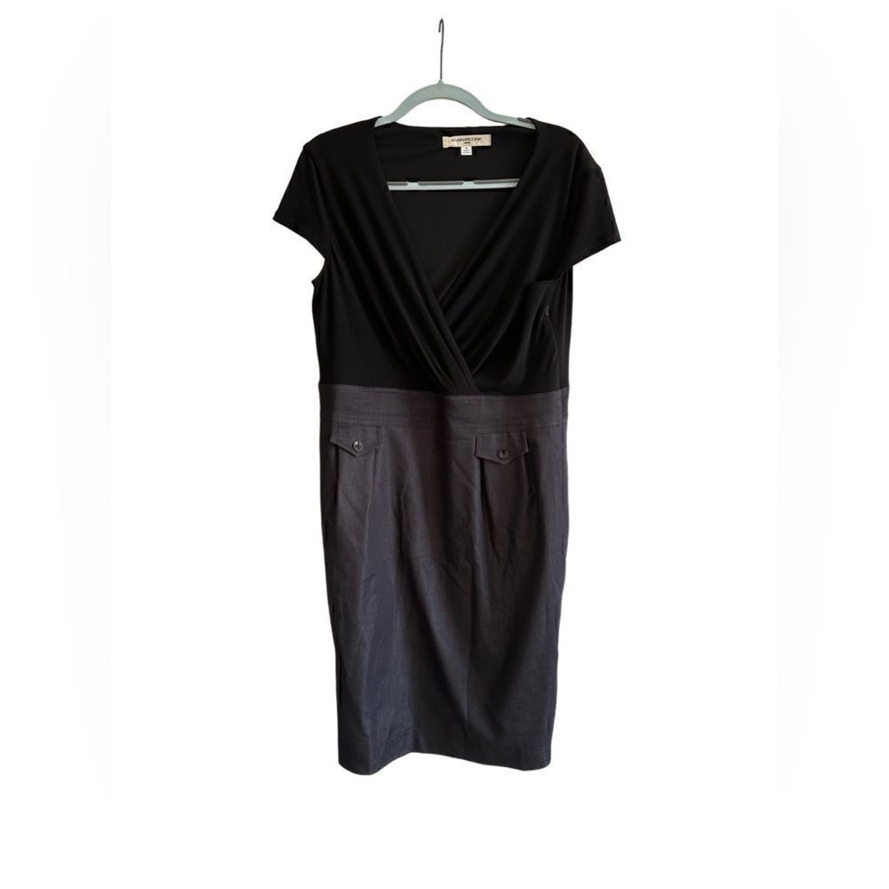 Evan Picone Knee Length Black & Gray Dress size  14